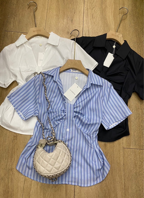 MATINEE V-Neck Collar Down Short Sleeves Shirts